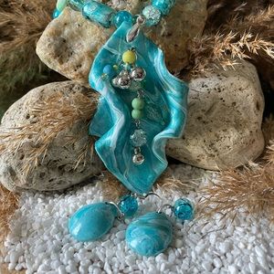 Wavy blue polymer statement pieces. Fabulously different  LL2C NE 212